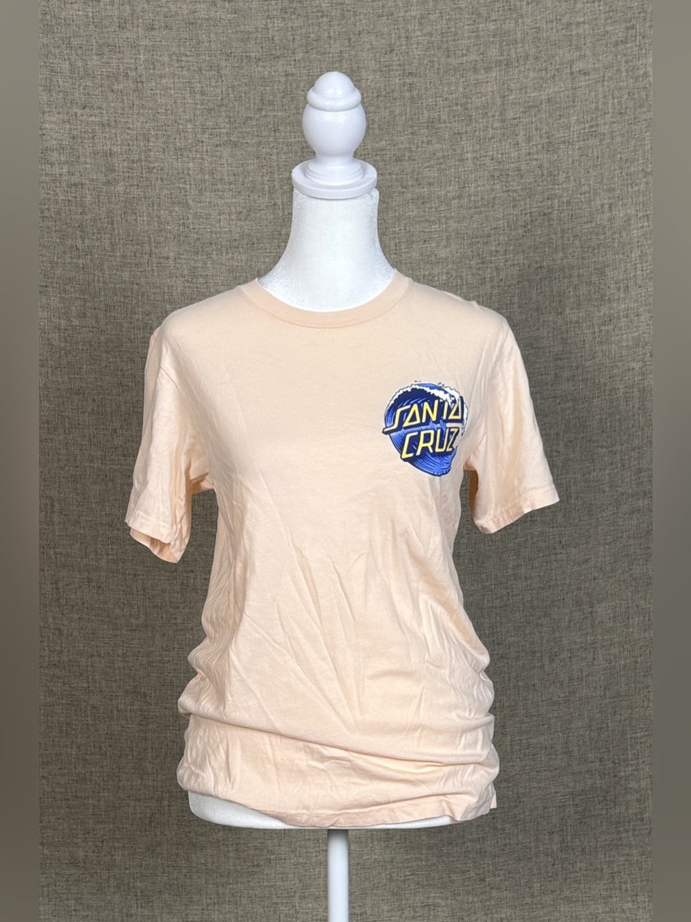 Santa Cruz Skateboards Peach Short Sleeve Tee with Blue Logo